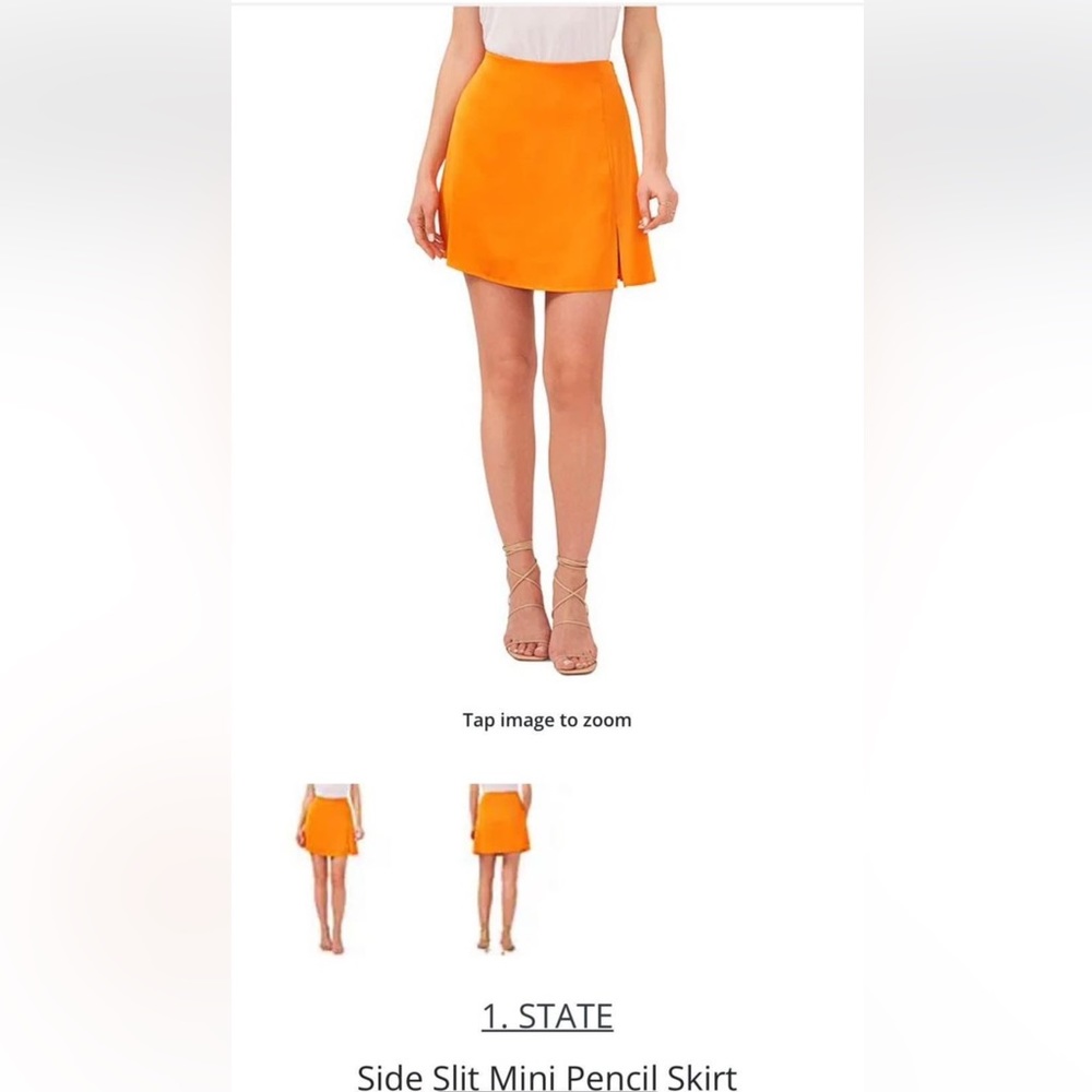 Brand New W/ Tags: Orange silk slit skirt
